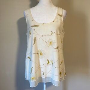 Lilla P sleeveless blouse woman’s size Med, layered ruffles hem, gauze cotton